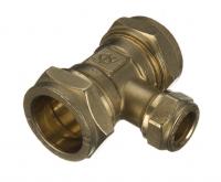 Brass Compression Reducing Tee - 28mm x 28mm x 15mm